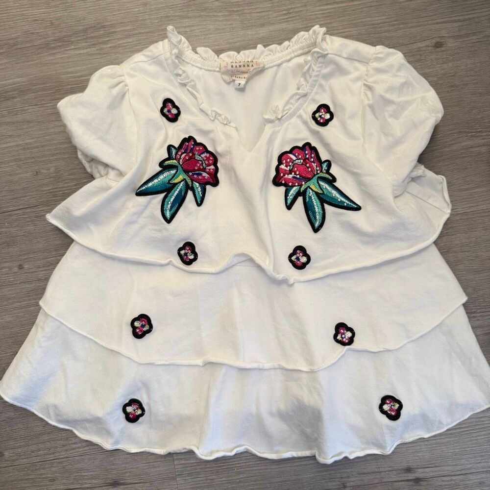 Hannah Banana Floral embroidered blouse size 7